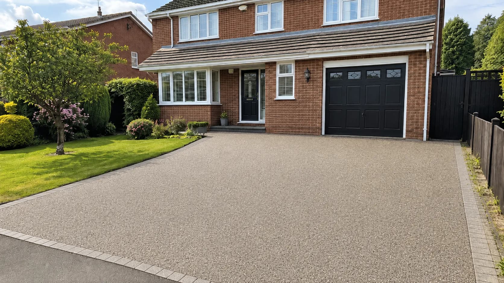 The same driveway with a smooth resin-bound surface after installation